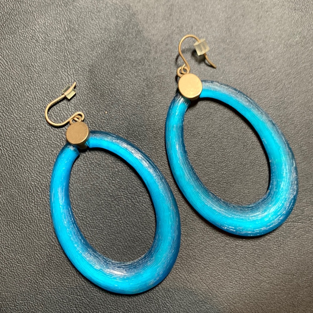 Blue Lucite Orbit Earrings